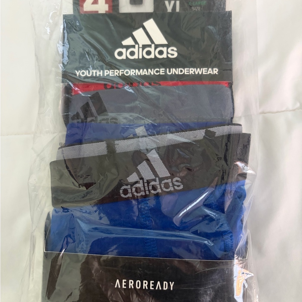 adidas Youth Boxer Briefs Trio in Blue, Black, Gray